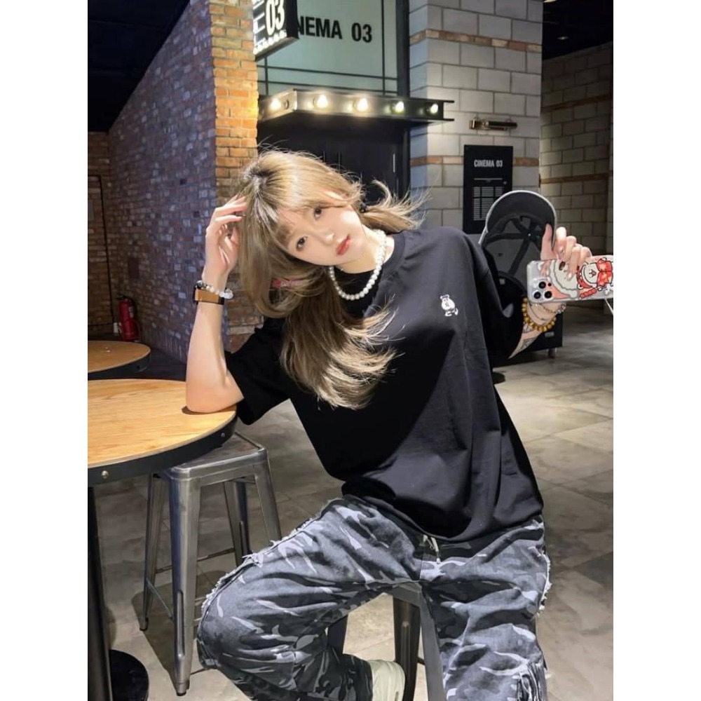 預購)🇰🇷韓 國 韓🇰🇷 SPAO × WOODIE 小熊刺繡短T男女同款兩件組-細節圖6