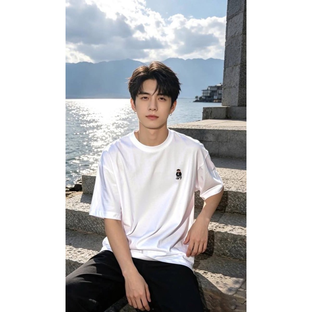 預購)🇰🇷韓 國 韓🇰🇷 SPAO × WOODIE 小熊刺繡短T男女同款兩件組-細節圖7