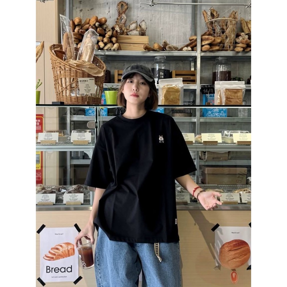 預購)🇰🇷韓 國 韓🇰🇷 SPAO × WOODIE 小熊刺繡短T男女同款兩件組-細節圖8