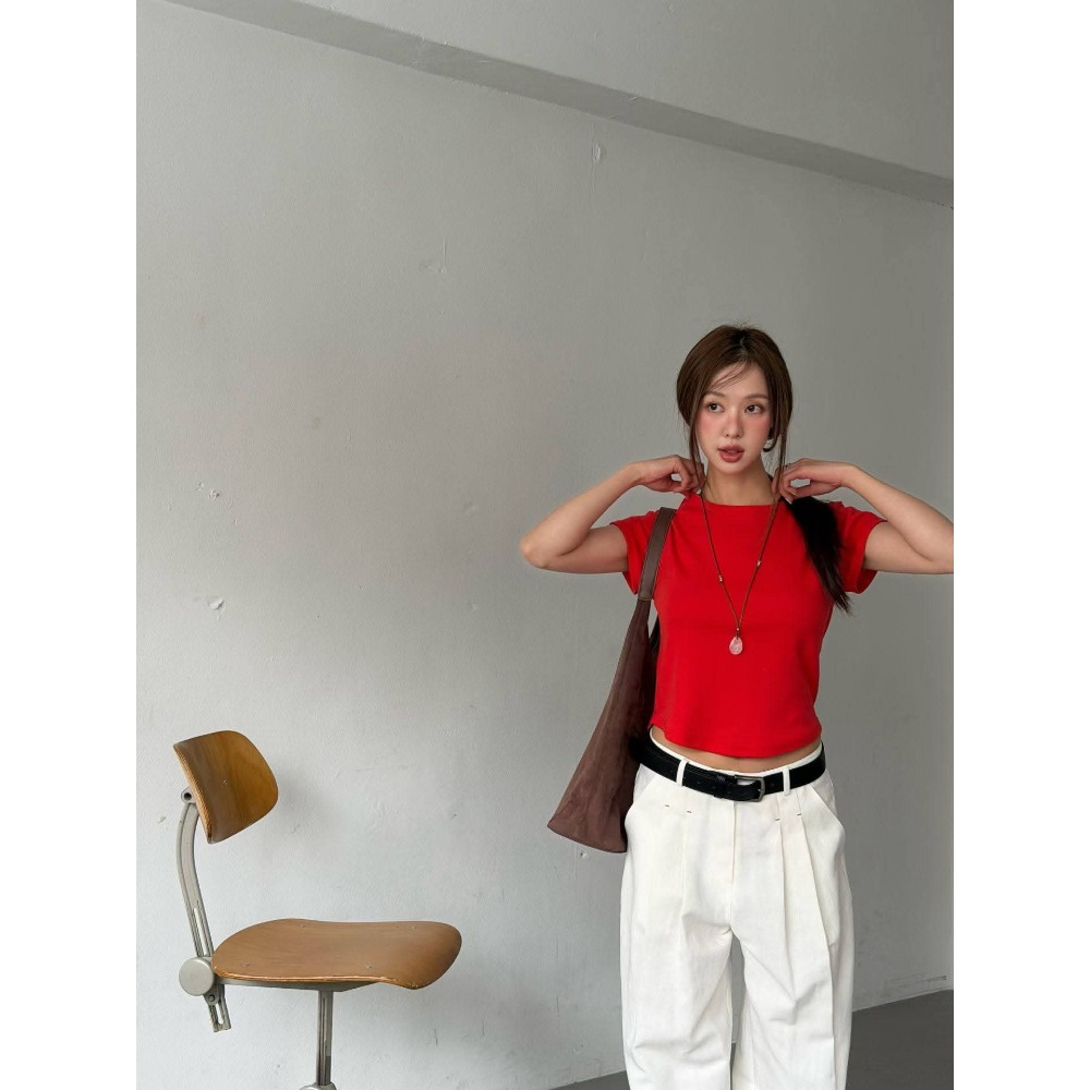 🇰🇷正韓質感圓領純色Tee-細節圖2