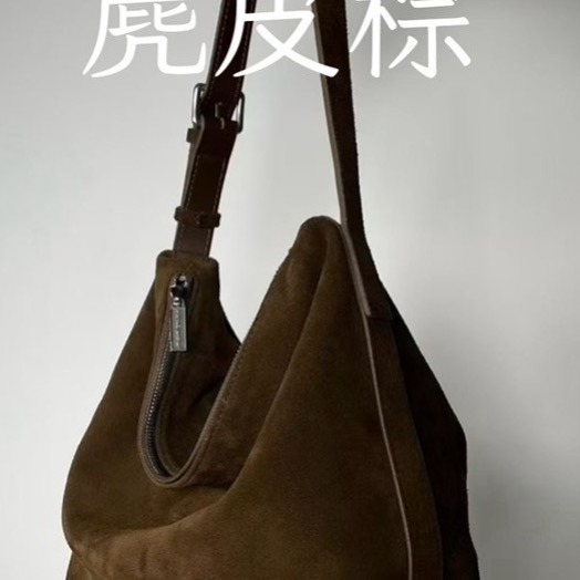 ✨(現貨麂皮棕)正韓🇰🇷Bucks&leather有底部拉鍊真皮慵懶垂墜包-規格圖9