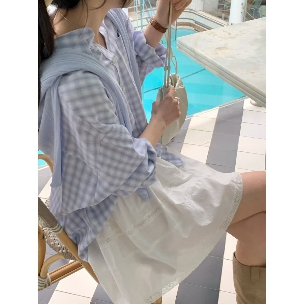 ＞難得可以接受的粉＜春夏格子襯衫2色-細節圖9