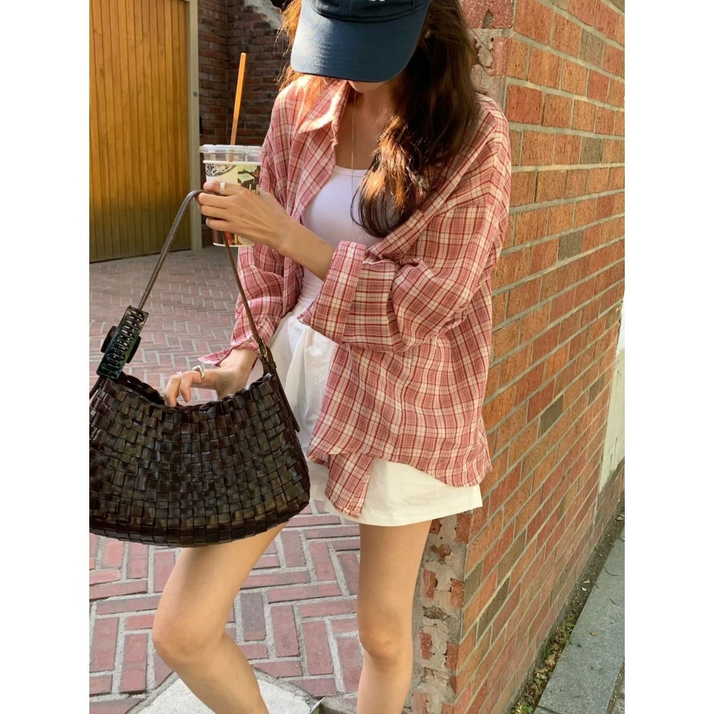 ＞夏日不易皺＜格紋襯衫3色-細節圖6