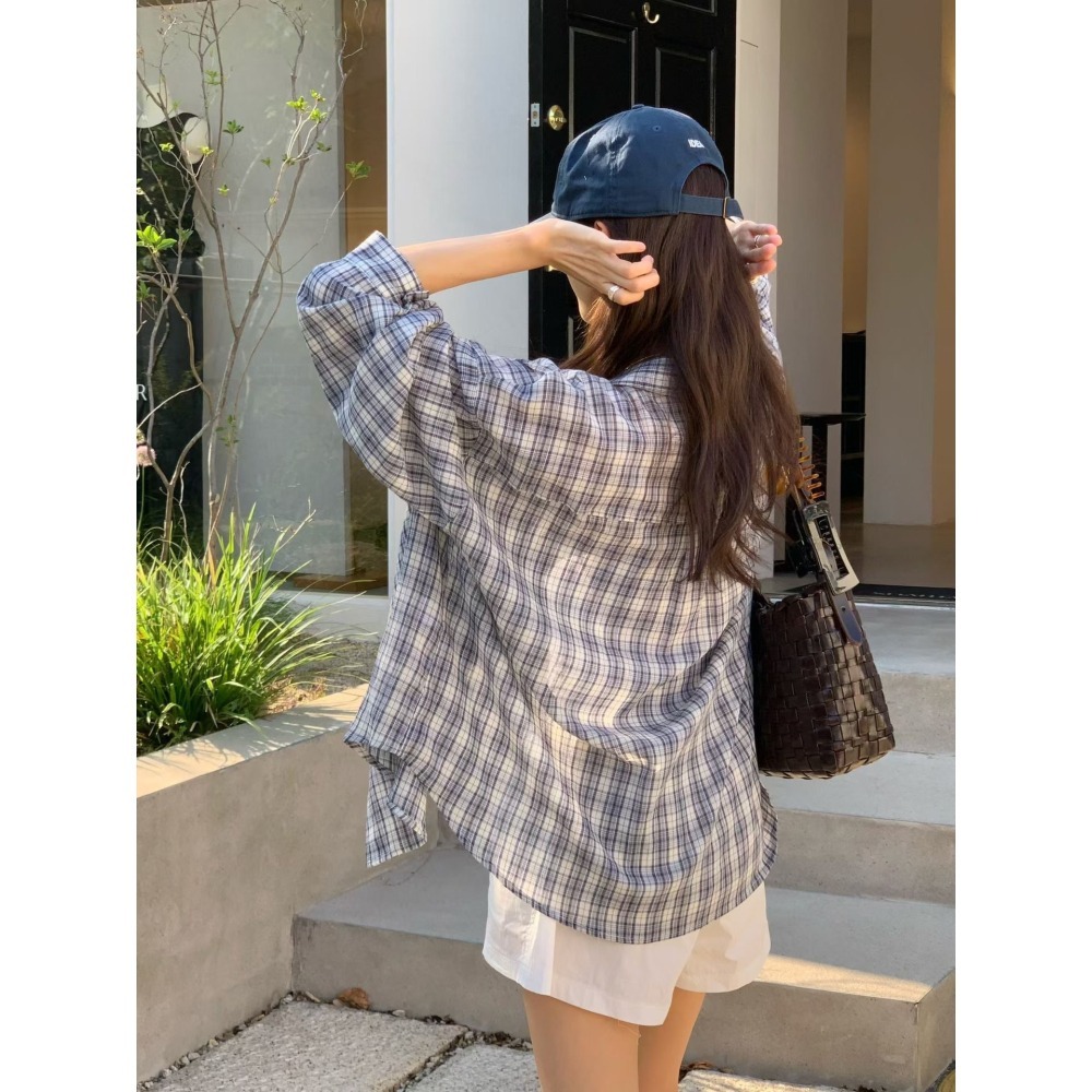 ＞夏日不易皺＜格紋襯衫3色-細節圖9