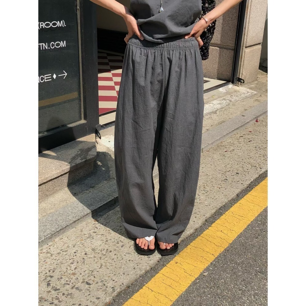 ＞水洗亞麻＜輕盈透氣微彎刀褲3色-規格圖9