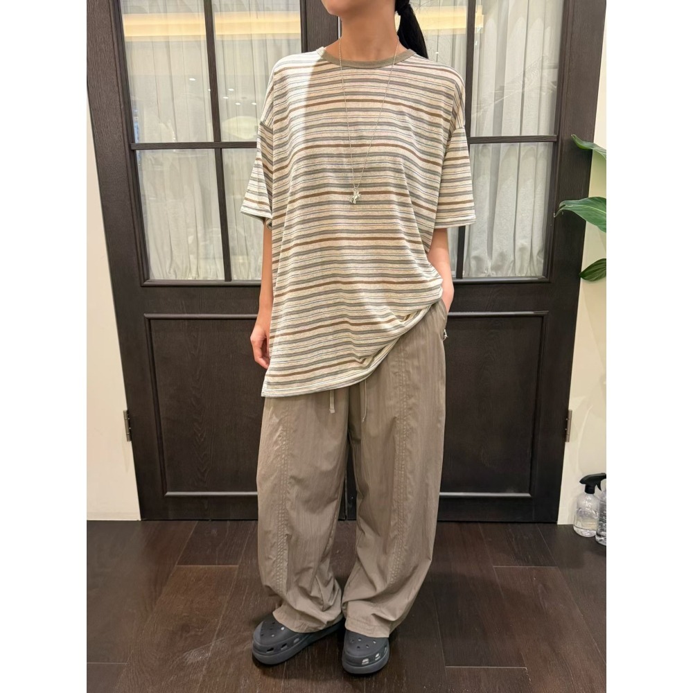 ＞壓褶線條＜工裝抽繩休閒褲3色-細節圖2