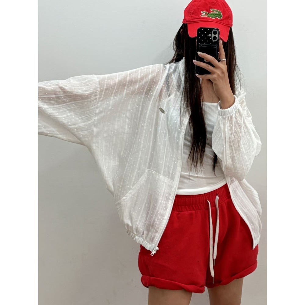 ＞挖到寶🤩＜點點條紋設計透膚罩衫外套2色-細節圖7