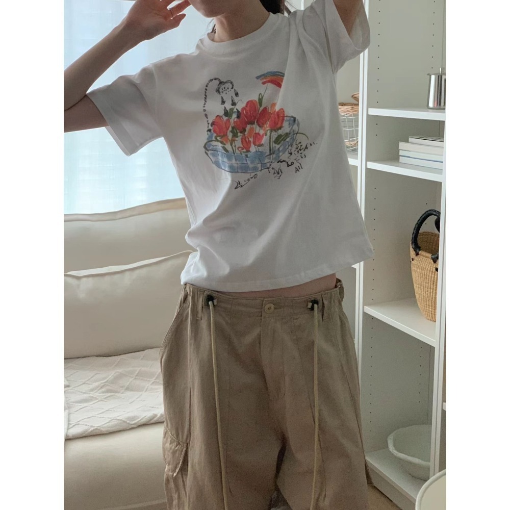 ＞手繪鬱金香＜版型正常短袖2色-細節圖4