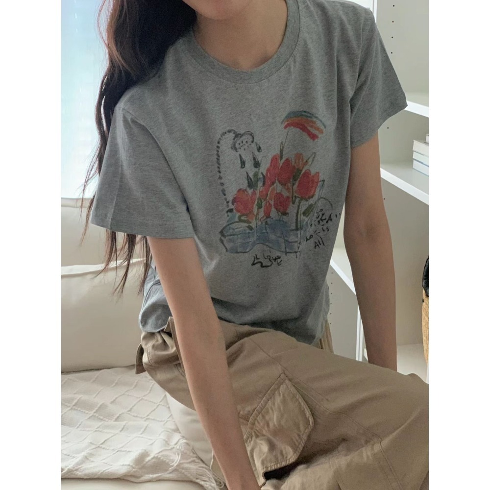 ＞手繪鬱金香＜版型正常短袖2色-細節圖6