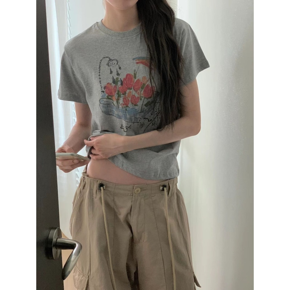 ＞手繪鬱金香＜版型正常短袖2色-細節圖7