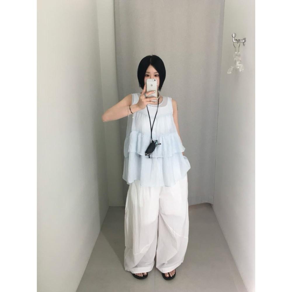 ＞亞麻人造絲＜層次蛋糕背心3色-細節圖6