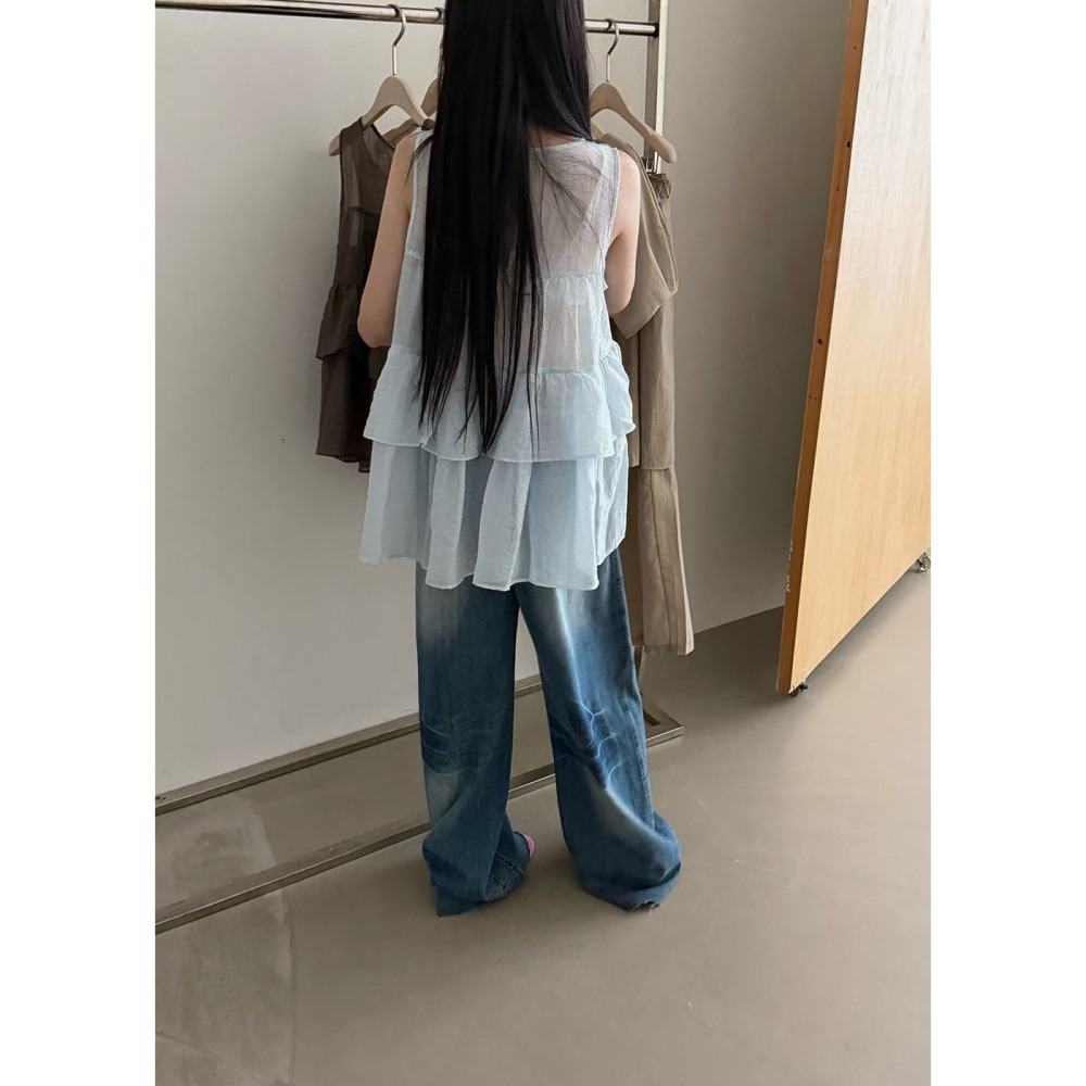＞亞麻人造絲＜層次蛋糕背心3色-細節圖8