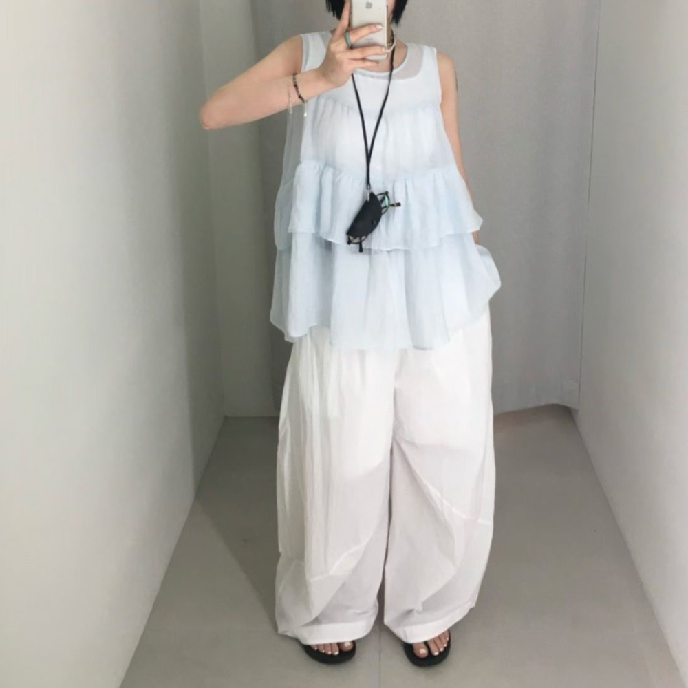 ＞亞麻人造絲＜層次蛋糕背心3色-規格圖9