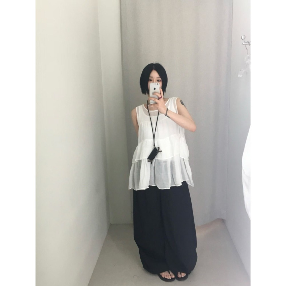 ＞亞麻人造絲＜抓褶花苞縮口燈籠褲３色-細節圖3
