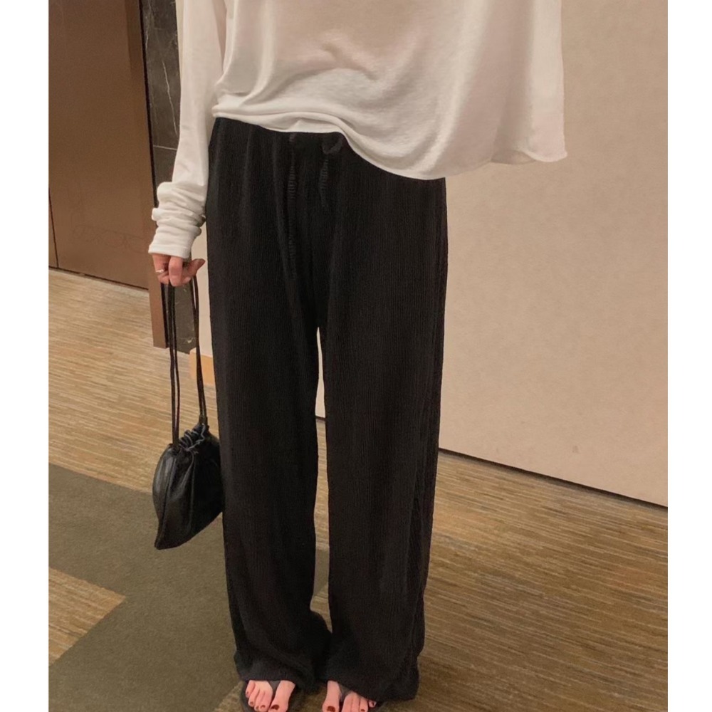 ＞慵懶舒服＜褲管不收邊綁帶皺皺褲4色-規格圖8