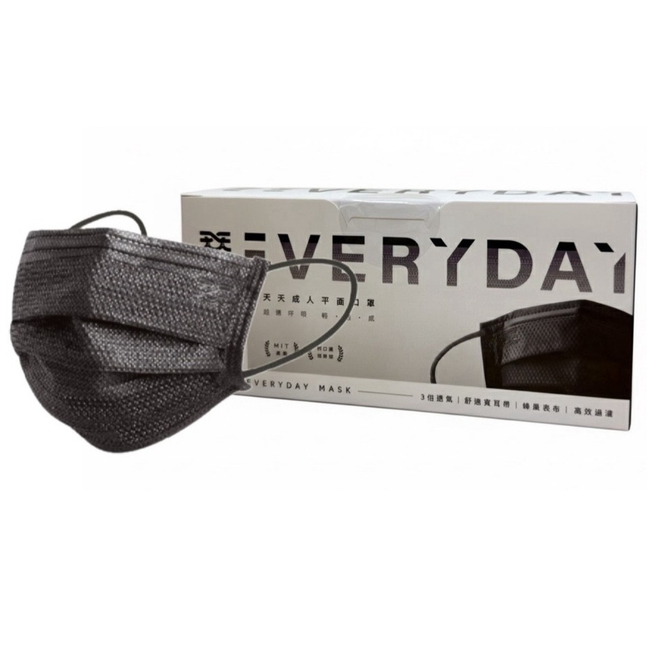 【榮泰日用品】天天平面醫用口罩隕石黑/隕石紋30入/盒 天天平面口罩 天天醫用平面口罩 天天AIR UP成人平面口罩-規格圖2
