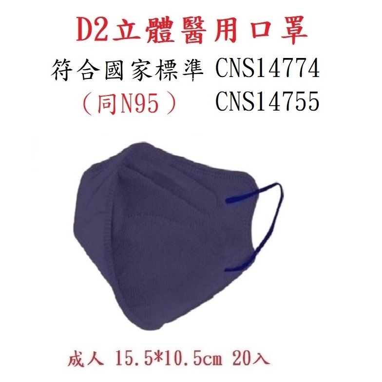 D2/同N95 牛仔藍立體醫療紙盒20入