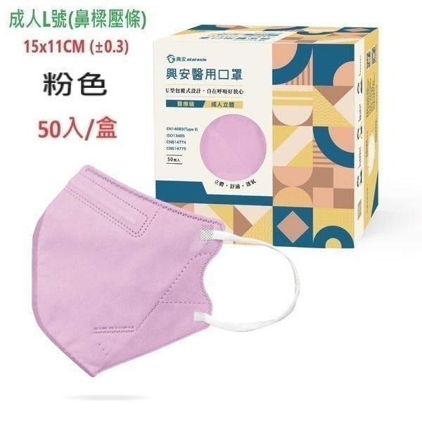 【榮泰日用品】興安立體醫用口罩 興安兒童立體口罩 興安3D口罩 加大口罩  3D醫療口罩 興安立體口罩 興安幼童立體-規格圖9