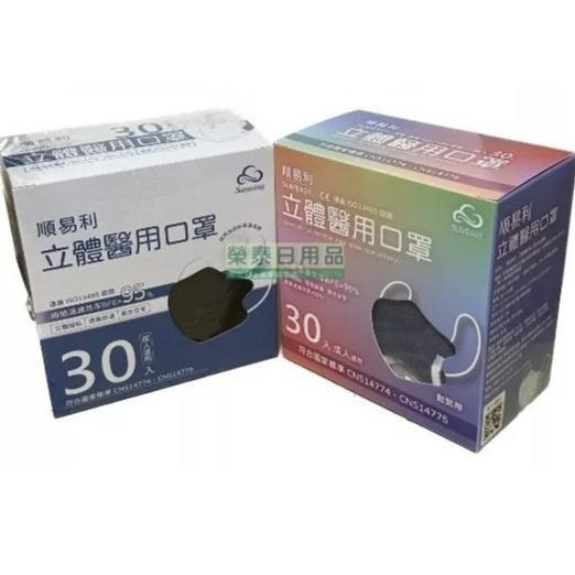 【榮泰日用品】順易利成人立體醫用口罩/鬆緊帶扁繩/四層口罩/有壓條/30片裝/-細節圖6
