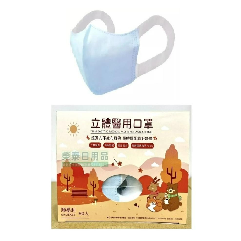 【榮泰日用品】順易利兒童立體醫用口罩 順易利幼童立體醫用口罩 順易利寬耳立體口罩 順易利寬耳帶口罩 寬耳醫療立體口罩-細節圖2