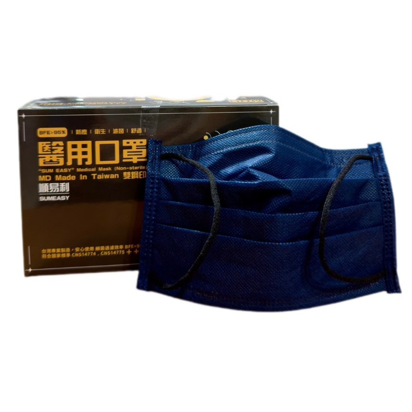 成人 順易利(夜空藍) 平面醫用口罩