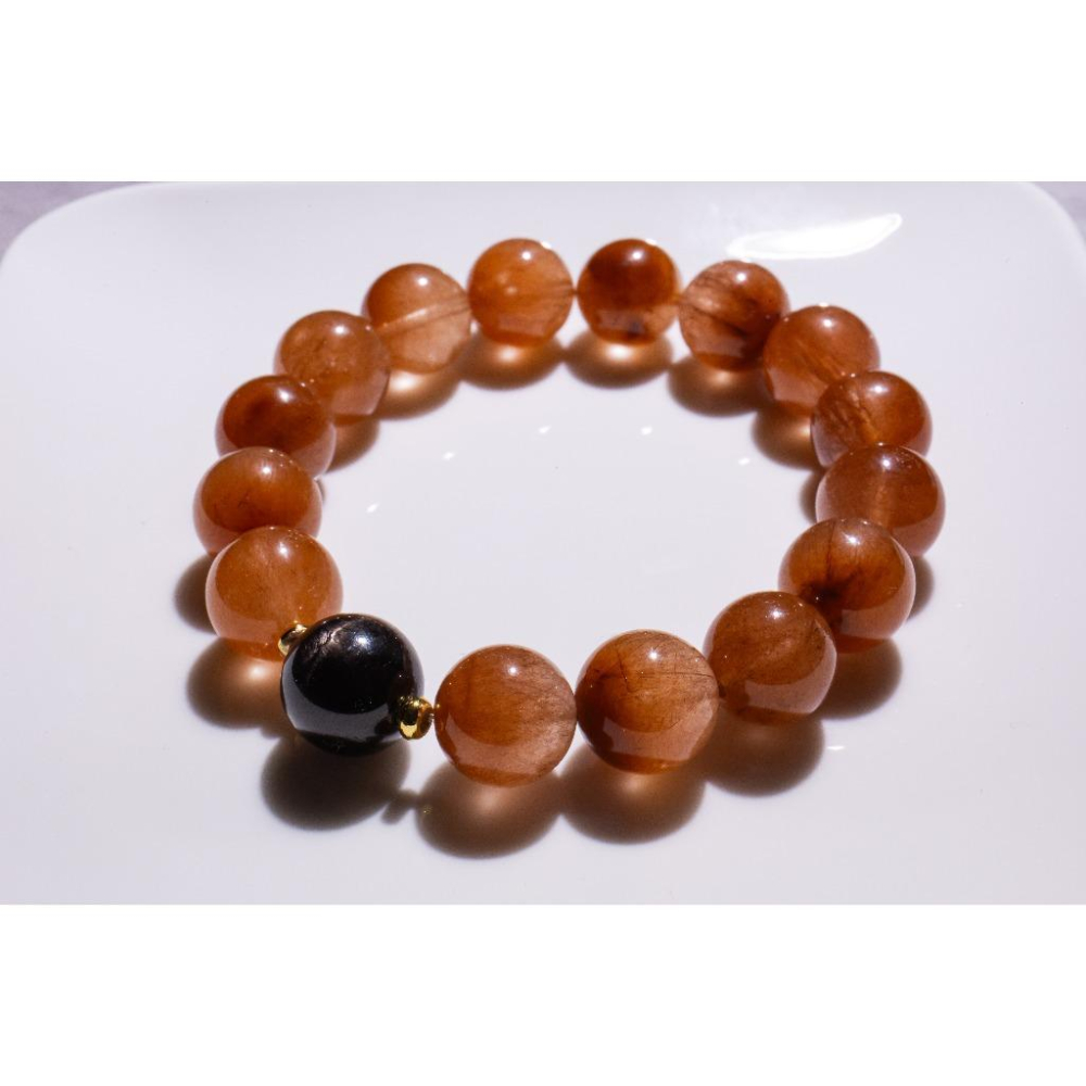 【剛柔並濟】頂級橘粉兔毛12.8mm✨金運石設計款｜極致招財避邪防小人｜情緒療癒與增進貴人運｜重磅大珠能量石｜現貨實拍-細節圖2