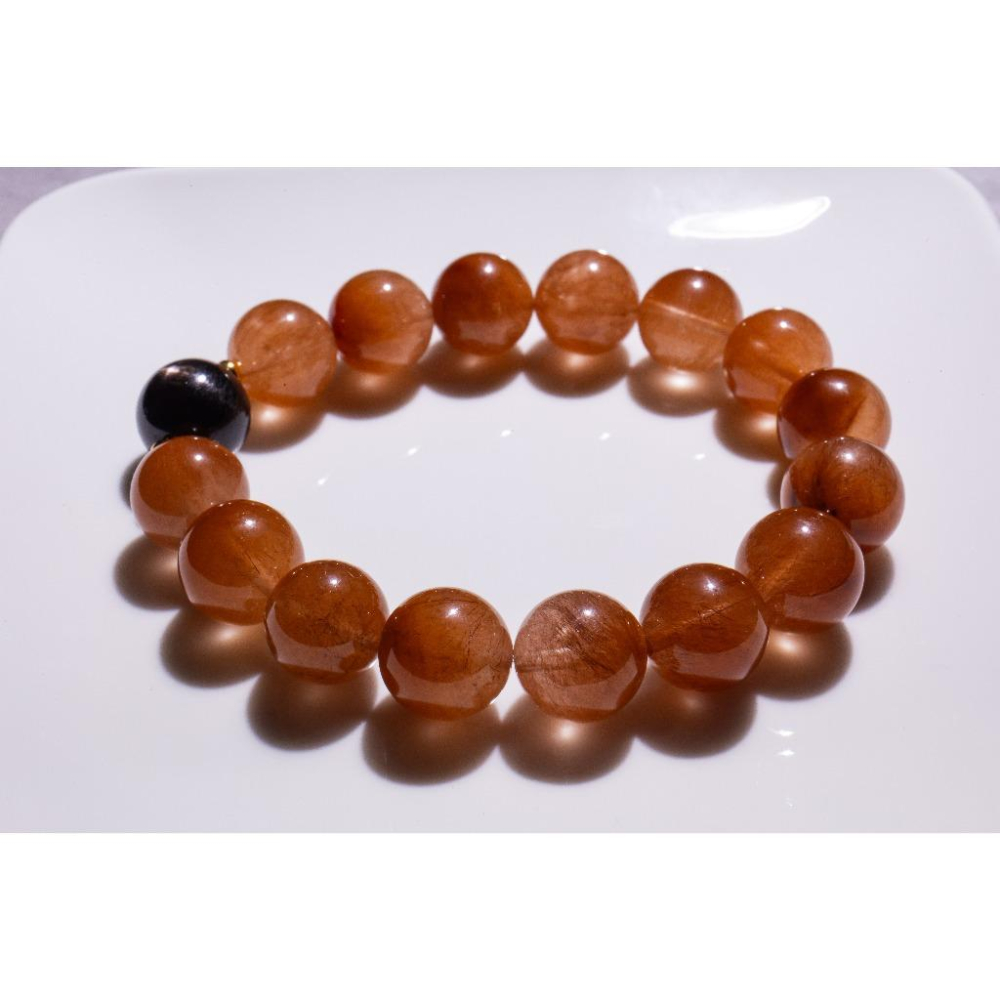 【剛柔並濟】頂級橘粉兔毛12.8mm✨金運石設計款｜極致招財避邪防小人｜情緒療癒與增進貴人運｜重磅大珠能量石｜現貨實拍-細節圖3