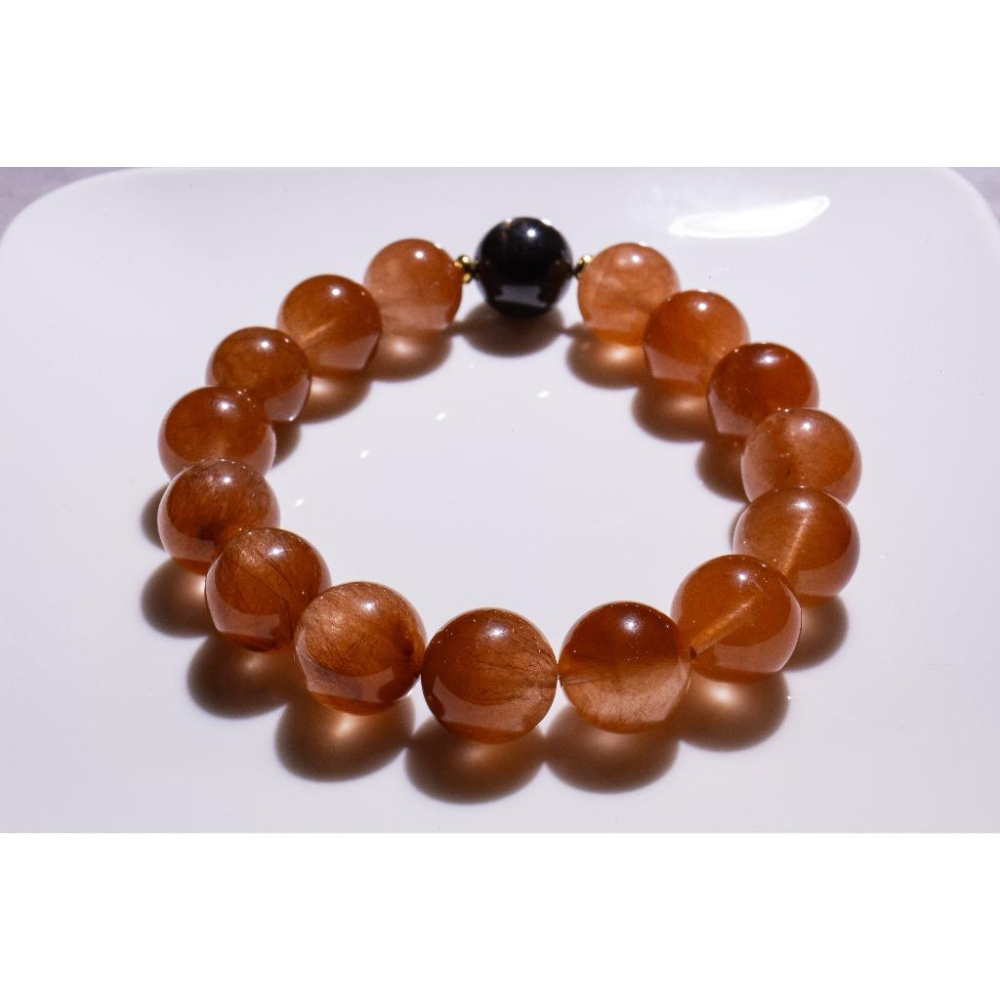 【剛柔並濟】頂級橘粉兔毛12.8mm✨金運石設計款｜極致招財避邪防小人｜情緒療癒與增進貴人運｜重磅大珠能量石｜現貨實拍-細節圖4