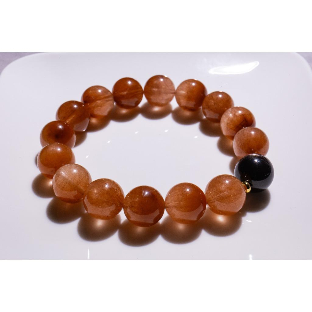 【剛柔並濟】頂級橘粉兔毛12.8mm✨金運石設計款｜極致招財避邪防小人｜情緒療癒與增進貴人運｜重磅大珠能量石｜現貨實拍-細節圖7