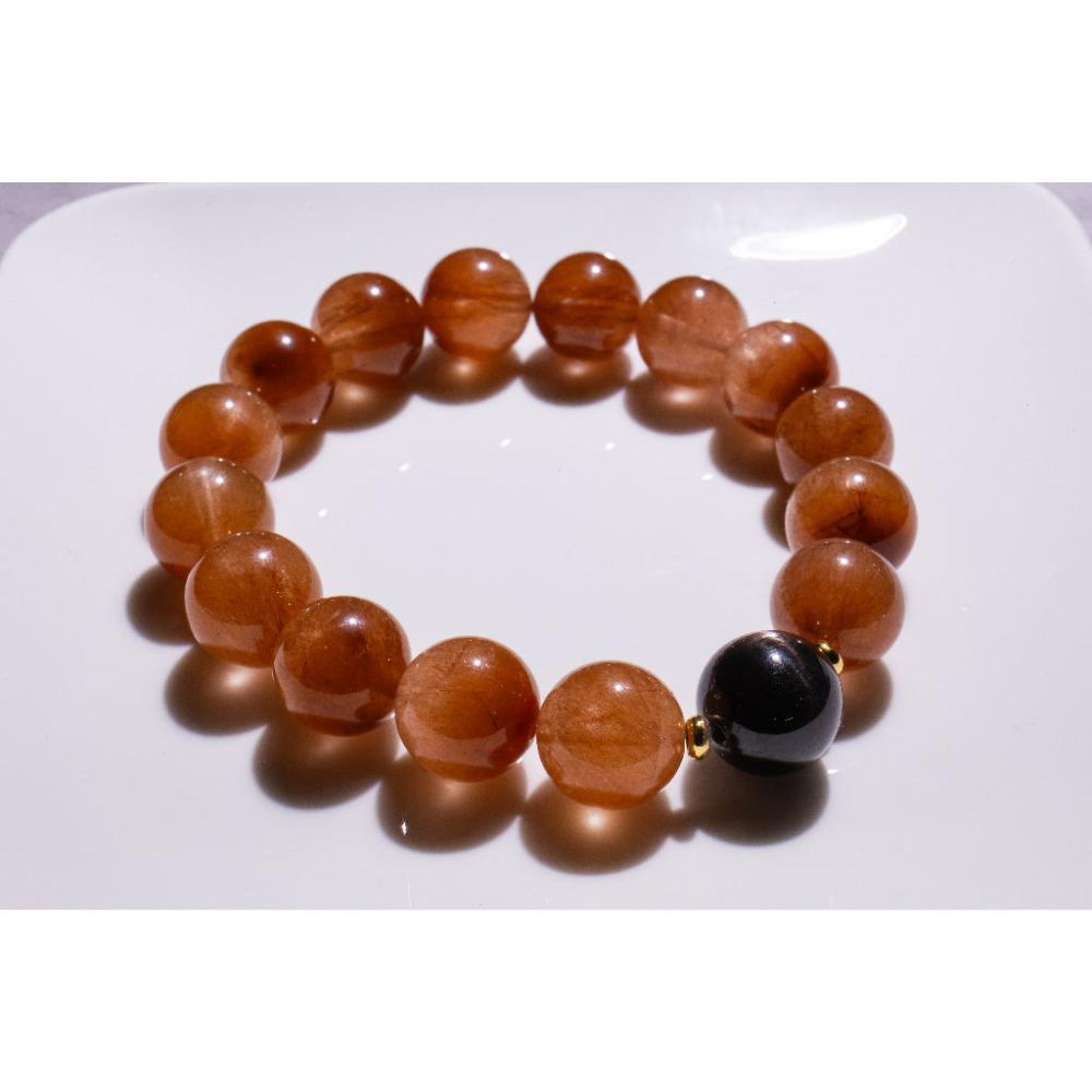 【剛柔並濟】頂級橘粉兔毛12.8mm✨金運石設計款｜極致招財避邪防小人｜情緒療癒與增進貴人運｜重磅大珠能量石｜現貨實拍-細節圖8