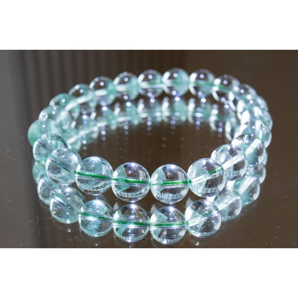 【翠影春融】頂級翠幽靈手鍊8.6mm✨附證書｜稀有亮翠綠成色｜最強招正財與事業貴人｜極致冰透聚寶盆品相｜現貨實拍｜晶心書-細節圖3