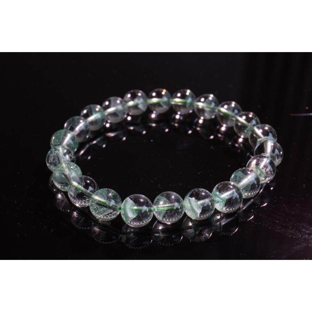 【翠影春融】頂級翠幽靈手鍊8.6mm✨附證書｜稀有亮翠綠成色｜最強招正財與事業貴人｜極致冰透聚寶盆品相｜現貨實拍｜晶心書-細節圖4