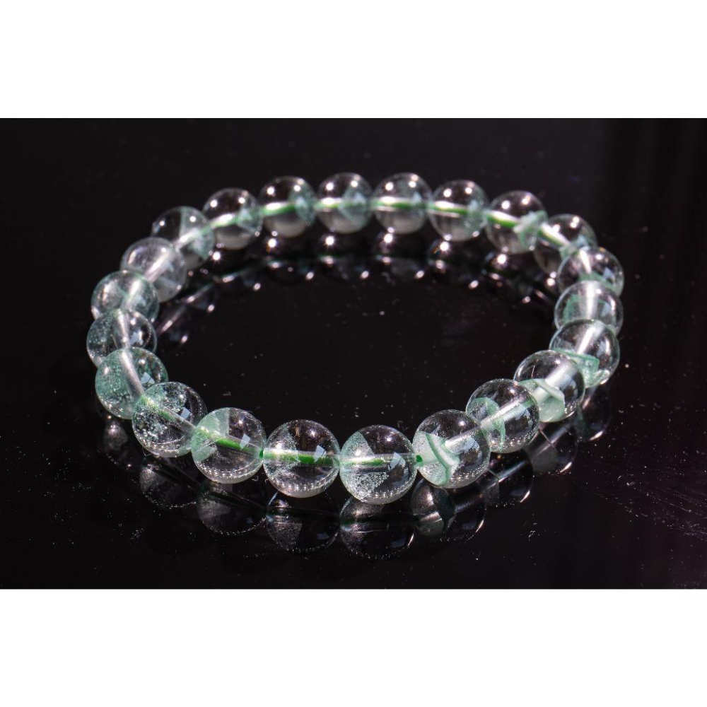 【翠影春融】頂級翠幽靈手鍊8.6mm✨附證書｜稀有亮翠綠成色｜最強招正財與事業貴人｜極致冰透聚寶盆品相｜現貨實拍｜晶心書-細節圖9