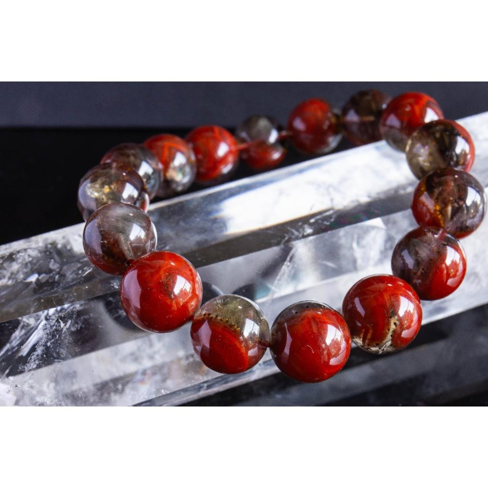 【烈焰之盾】頂級極光23手鍊13mm✨荊棘玫瑰品相｜極致濃郁紅火彩｜全方位轉運與超強避邪防護｜重磅大珠能量石｜現貨實拍-細節圖2