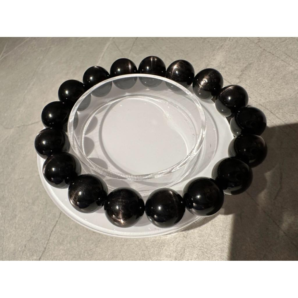 【頂級星芒】金運石手鍊12.4mm✨罕見雙面十字星光效應｜深邃銀紫金屬火光｜強力招財避邪戰神｜現貨實拍｜晶心書蘊-細節圖7