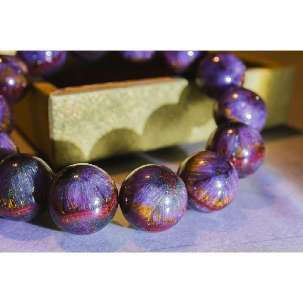 【頂級珍藏】四色極光23達碧茲手鍊15mm✨72.62g附證書｜稀有星芒結構｜全方位能量｜招財避邪｜現貨實拍｜晶心書蘊-細節圖4