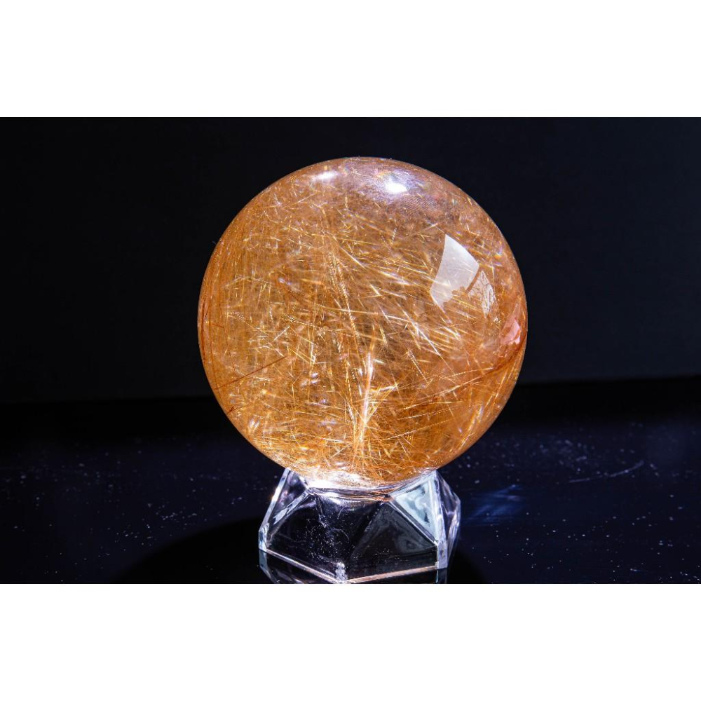 【金髮晶】頂級水晶球85mm✨輝光映金富貴權威｜最強財富顯化事業轉運｜招財鎮宅避邪擺件｜實拍一圖一物｜晶心書蘊-細節圖2