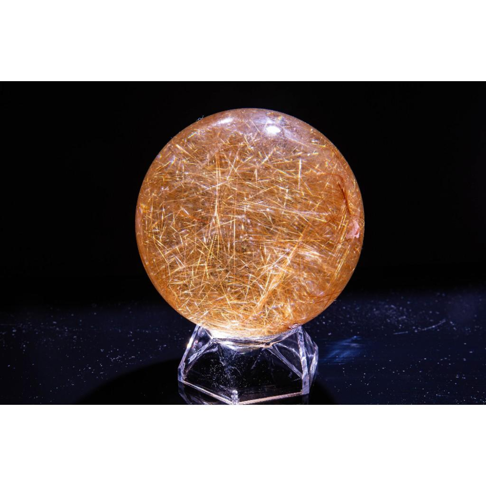 【金髮晶】頂級水晶球85mm✨輝光映金富貴權威｜最強財富顯化事業轉運｜招財鎮宅避邪擺件｜實拍一圖一物｜晶心書蘊-細節圖4