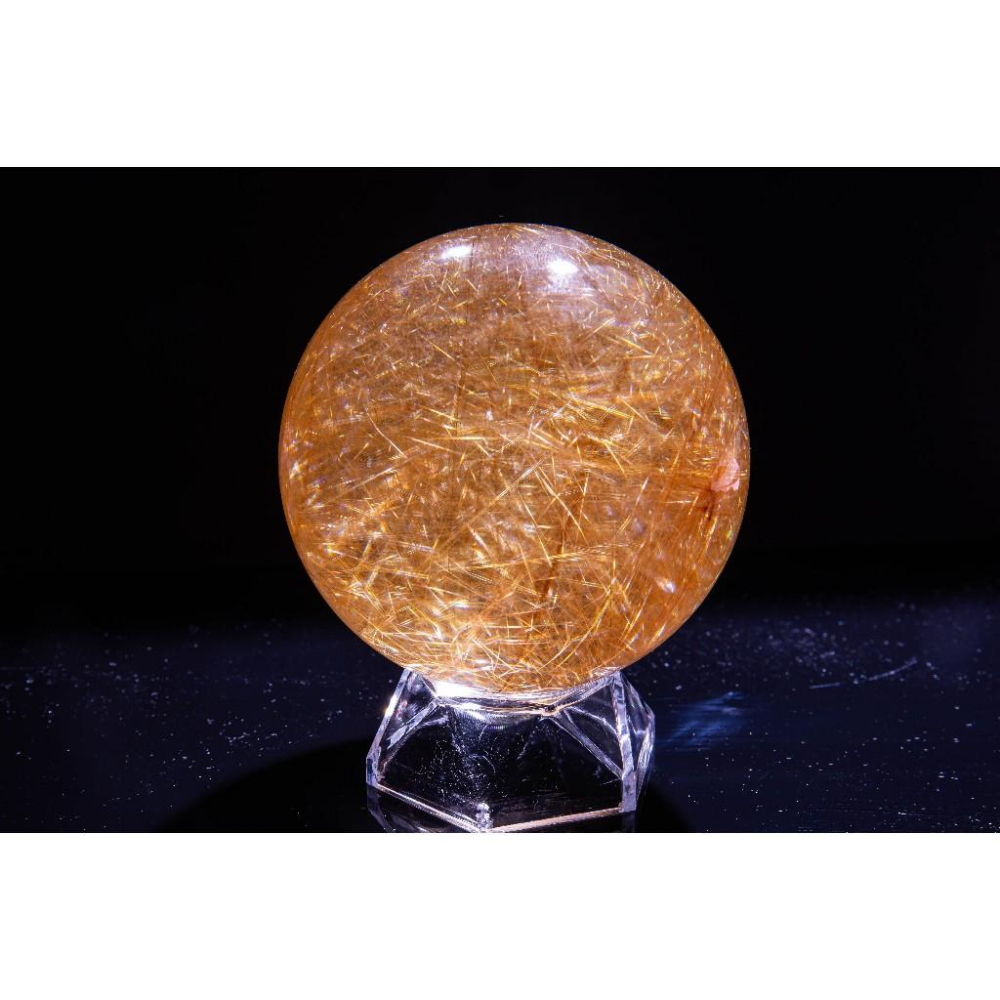 【金髮晶】頂級水晶球85mm✨輝光映金富貴權威｜最強財富顯化事業轉運｜招財鎮宅避邪擺件｜實拍一圖一物｜晶心書蘊-細節圖5