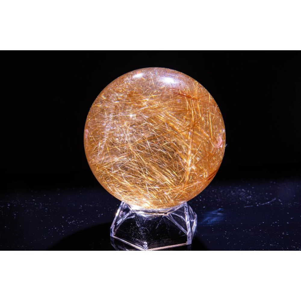 【金髮晶】頂級水晶球85mm✨輝光映金富貴權威｜最強財富顯化事業轉運｜招財鎮宅避邪擺件｜實拍一圖一物｜晶心書蘊-細節圖6