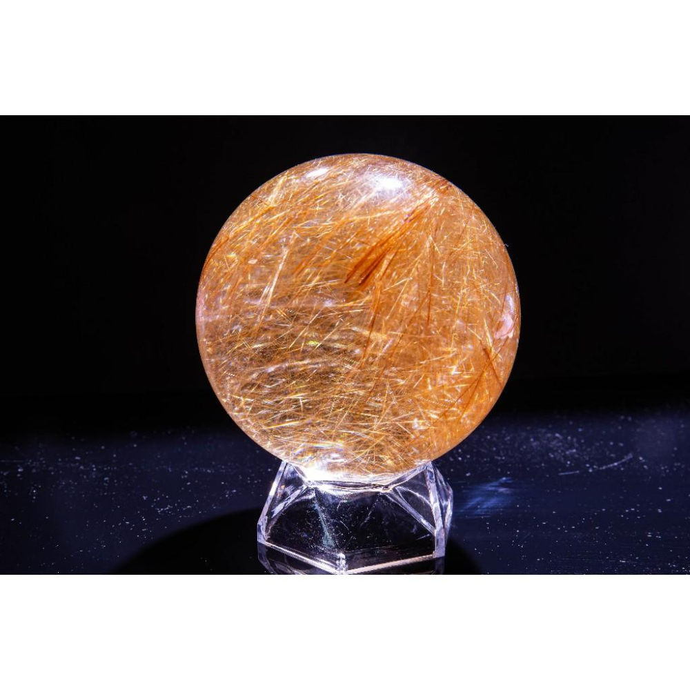 【金髮晶】頂級水晶球85mm✨輝光映金富貴權威｜最強財富顯化事業轉運｜招財鎮宅避邪擺件｜實拍一圖一物｜晶心書蘊-細節圖7