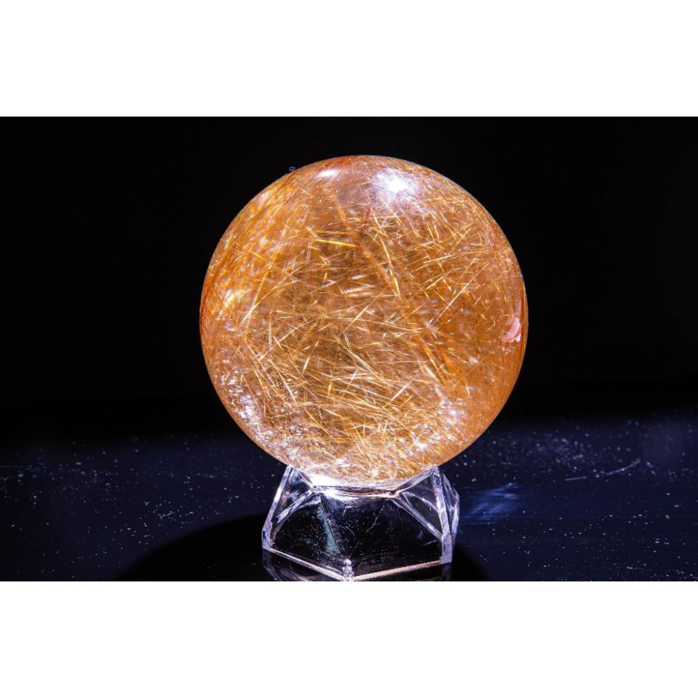 【金髮晶】頂級水晶球85mm✨輝光映金富貴權威｜最強財富顯化事業轉運｜招財鎮宅避邪擺件｜實拍一圖一物｜晶心書蘊-細節圖8