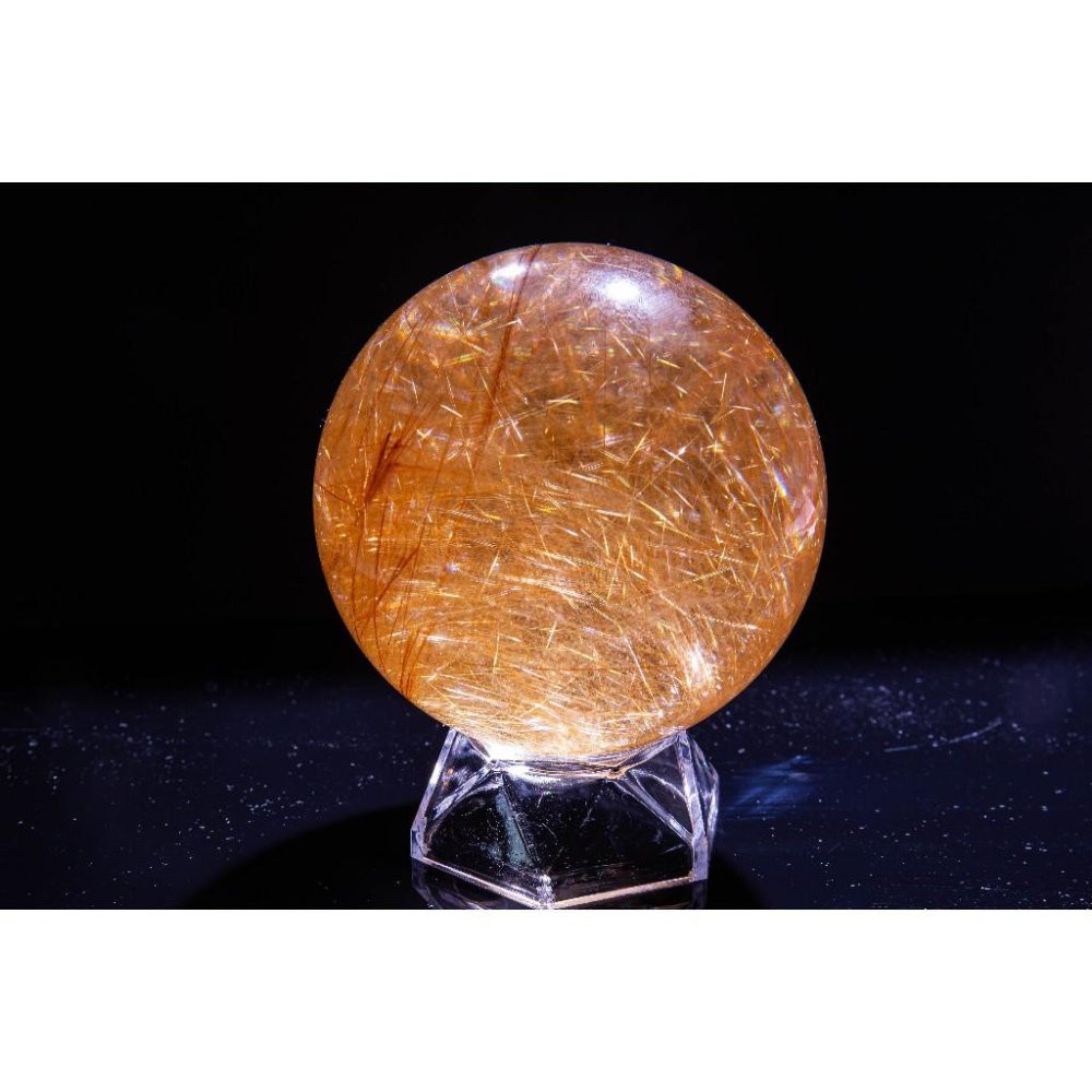 【金髮晶】頂級水晶球85mm✨輝光映金富貴權威｜最強財富顯化事業轉運｜招財鎮宅避邪擺件｜實拍一圖一物｜晶心書蘊-細節圖9
