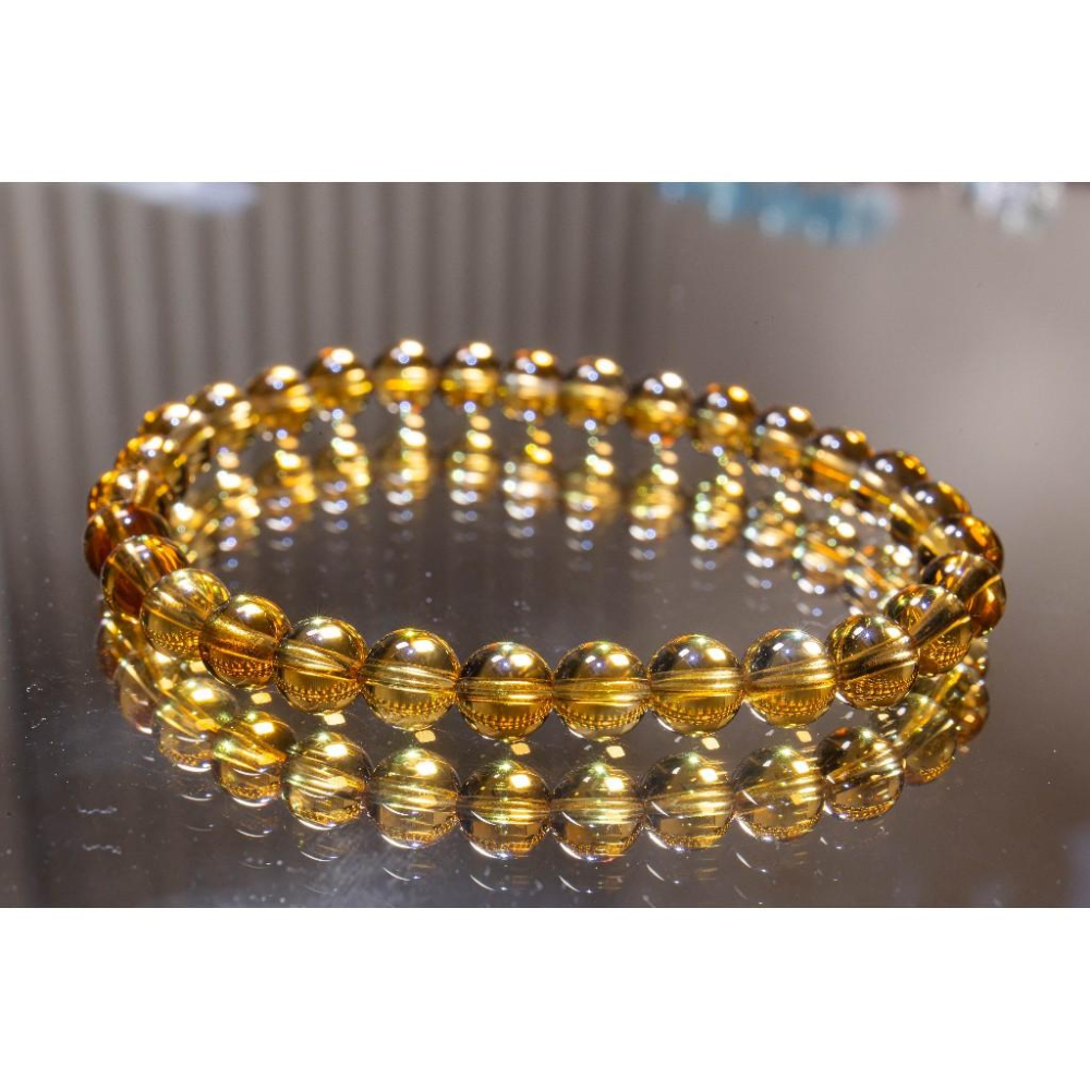 【黃水晶】金紅料手鍊6.2mm✨巴西全淨美貨｜主打偏財自信意志｜事業顯化之石冰透玻璃體｜晶心書蘊-細節圖2
