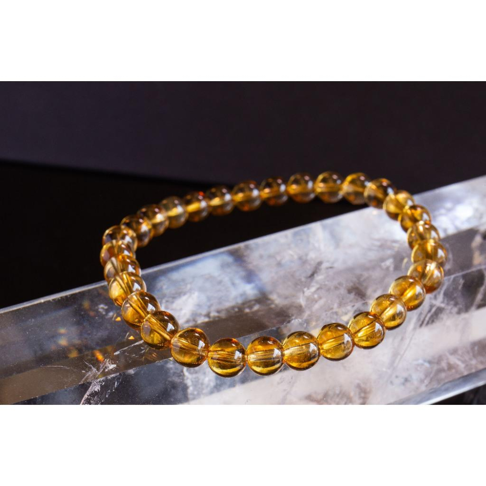 【黃水晶】金紅料手鍊6.2mm✨巴西全淨美貨｜主打偏財自信意志｜事業顯化之石冰透玻璃體｜晶心書蘊-細節圖3