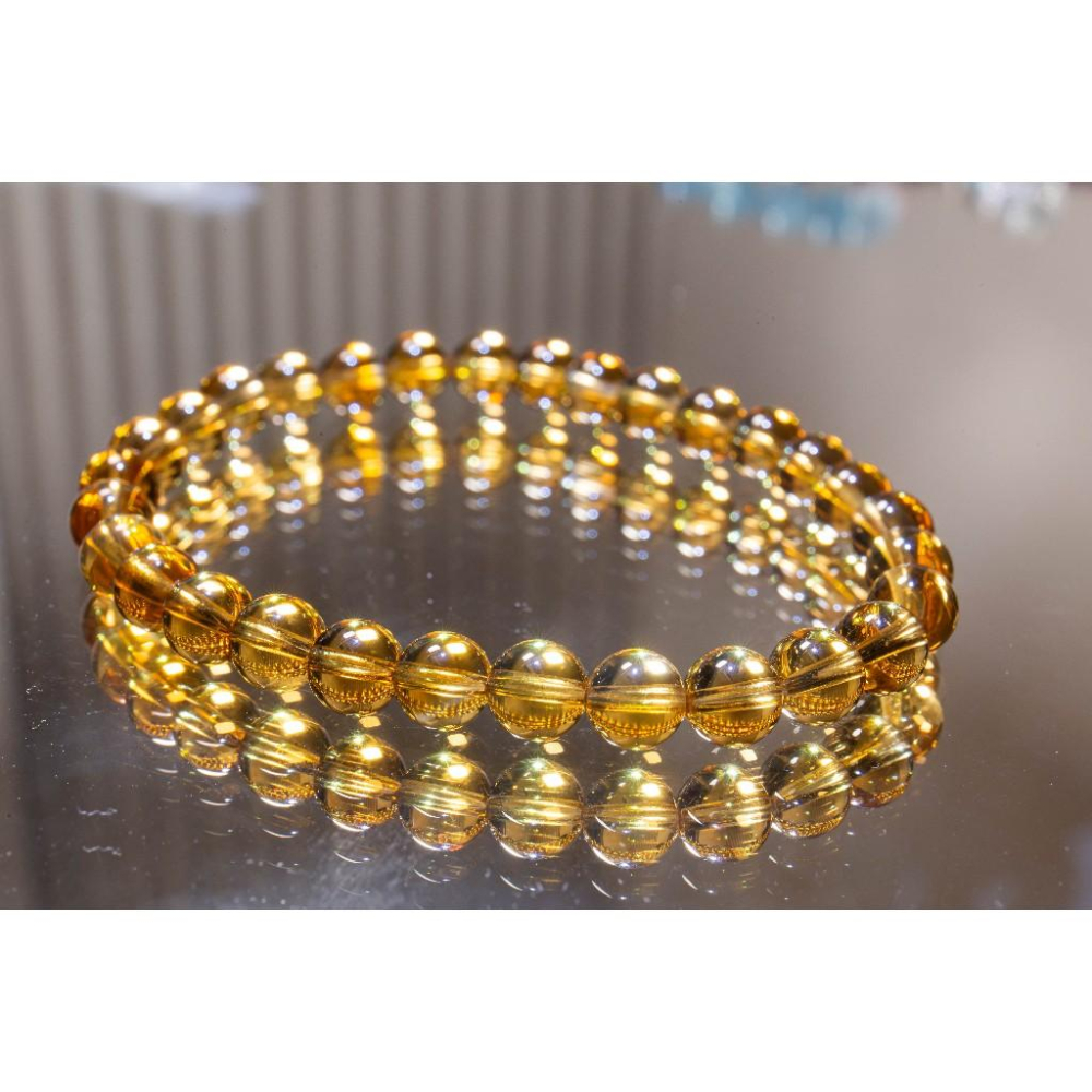 【黃水晶】金紅料手鍊6.2mm✨巴西全淨美貨｜主打偏財自信意志｜事業顯化之石冰透玻璃體｜晶心書蘊-細節圖4