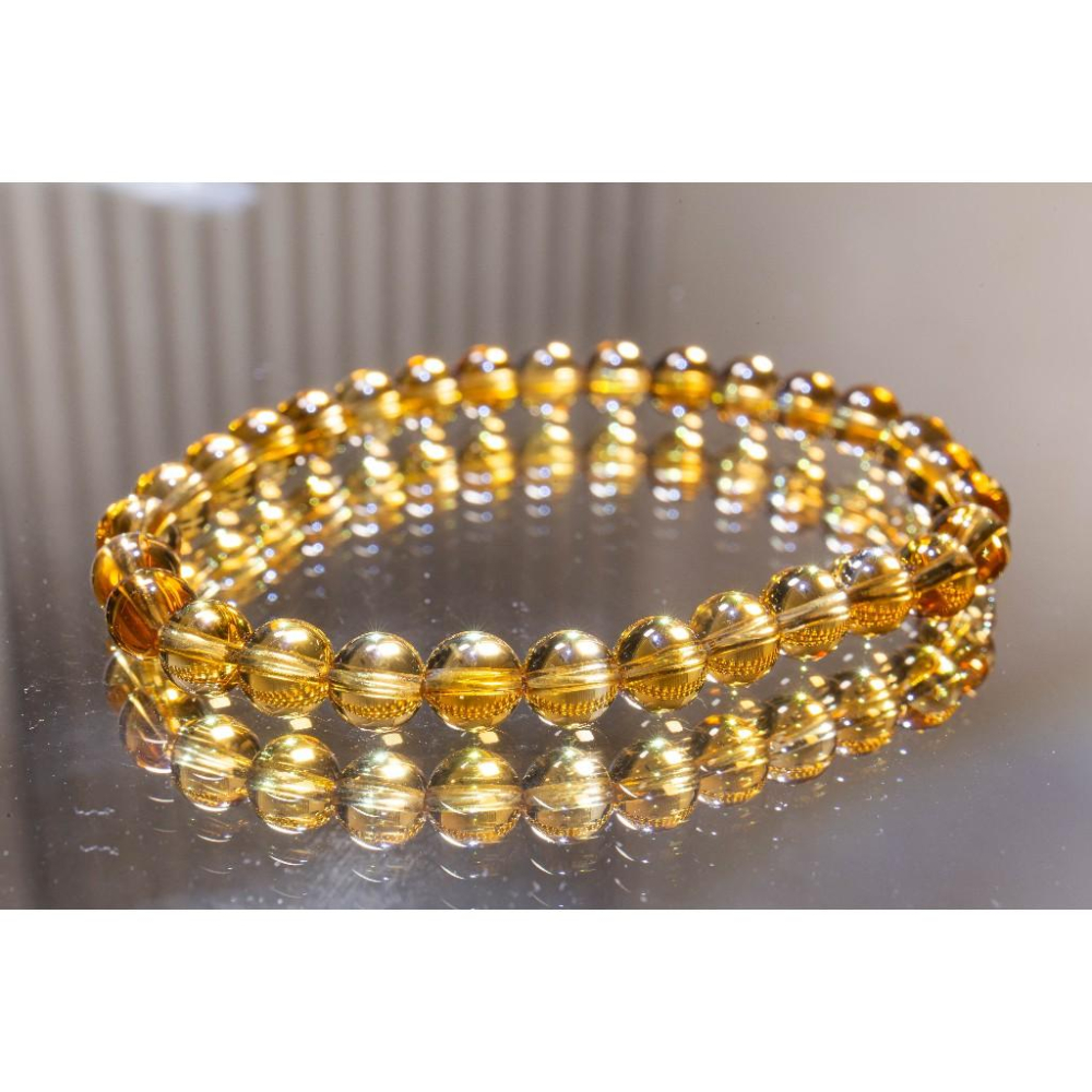 【黃水晶】金紅料手鍊6.2mm✨巴西全淨美貨｜主打偏財自信意志｜事業顯化之石冰透玻璃體｜晶心書蘊-細節圖6