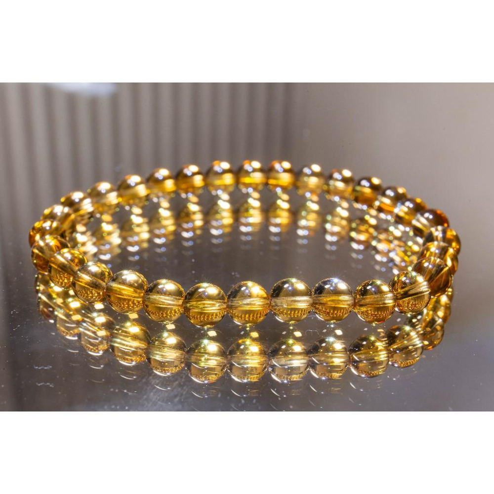 【黃水晶】金紅料手鍊6.2mm✨巴西全淨美貨｜主打偏財自信意志｜事業顯化之石冰透玻璃體｜晶心書蘊-細節圖7