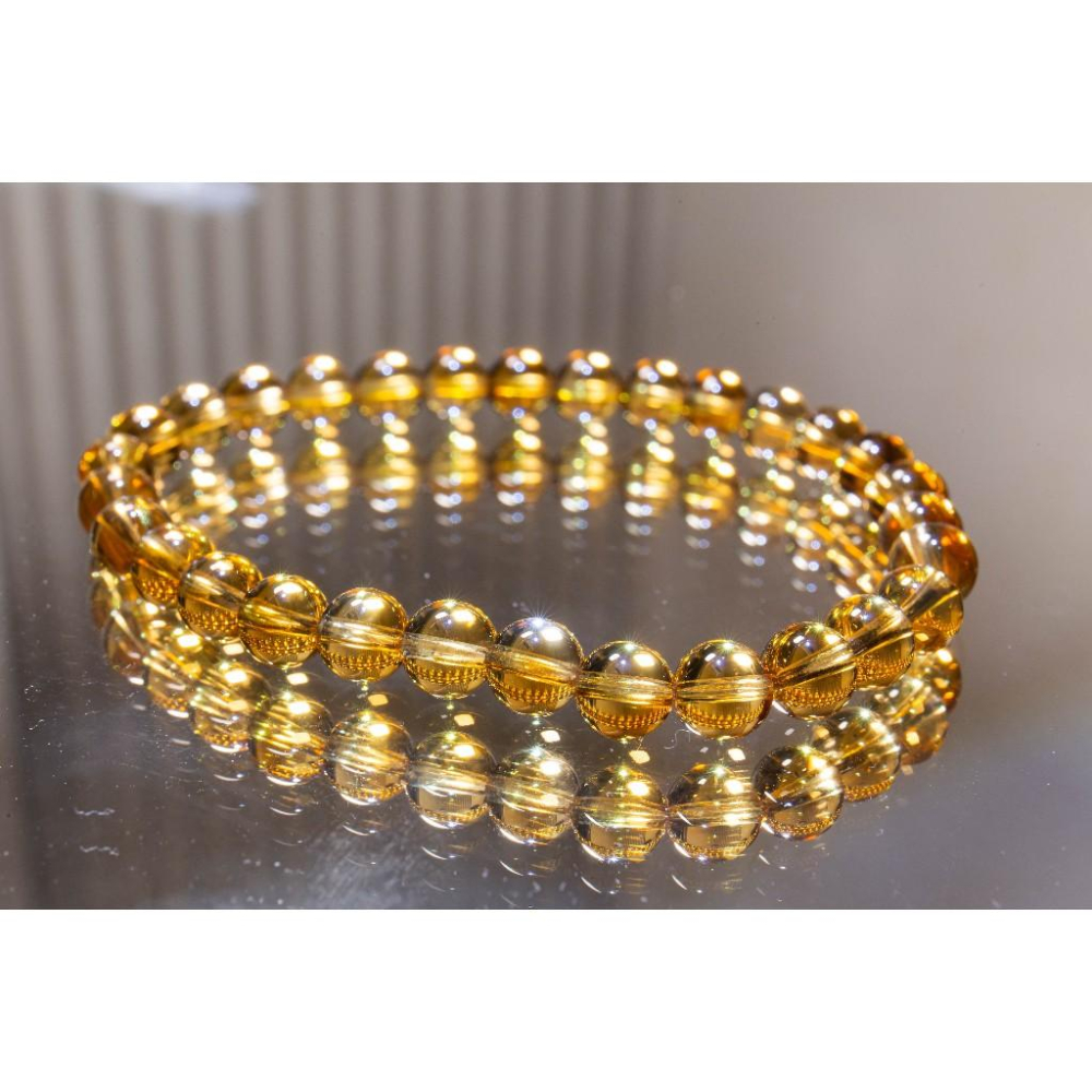 【黃水晶】金紅料手鍊6.2mm✨巴西全淨美貨｜主打偏財自信意志｜事業顯化之石冰透玻璃體｜晶心書蘊-細節圖8