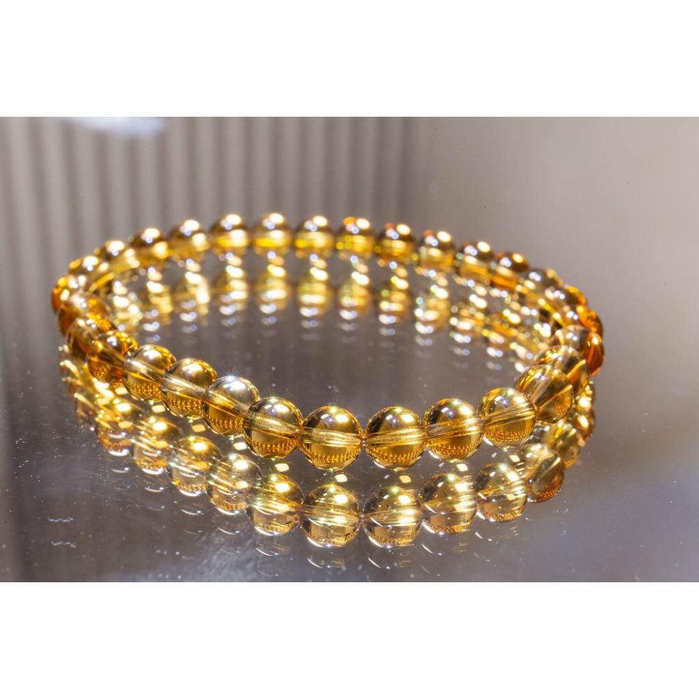 【黃水晶】金紅料手鍊6.2mm✨巴西全淨美貨｜主打偏財自信意志｜事業顯化之石冰透玻璃體｜晶心書蘊-細節圖9